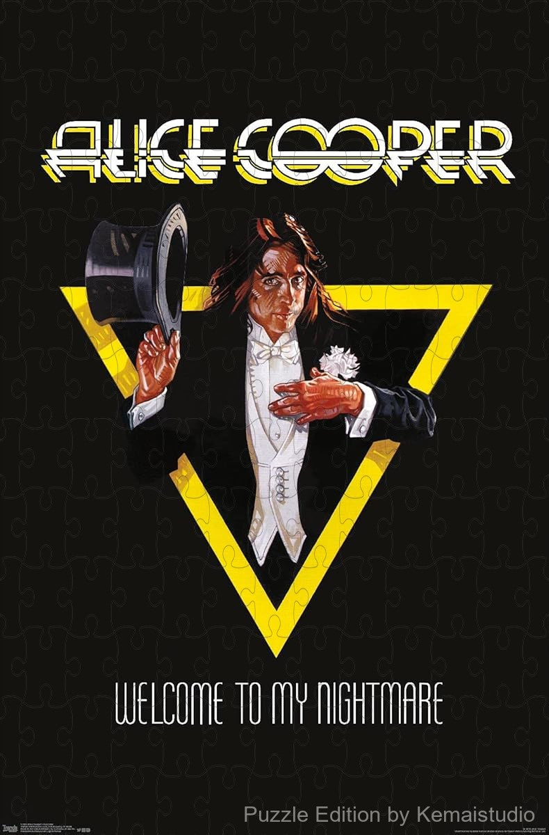 A vivid and eerie depiction inspired by Alice Cooper's theatrical presence on stage
