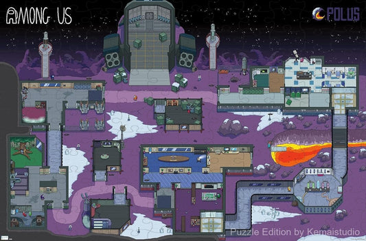 A puzzle based on the Among Us Polus map with all the spaceship mysteries