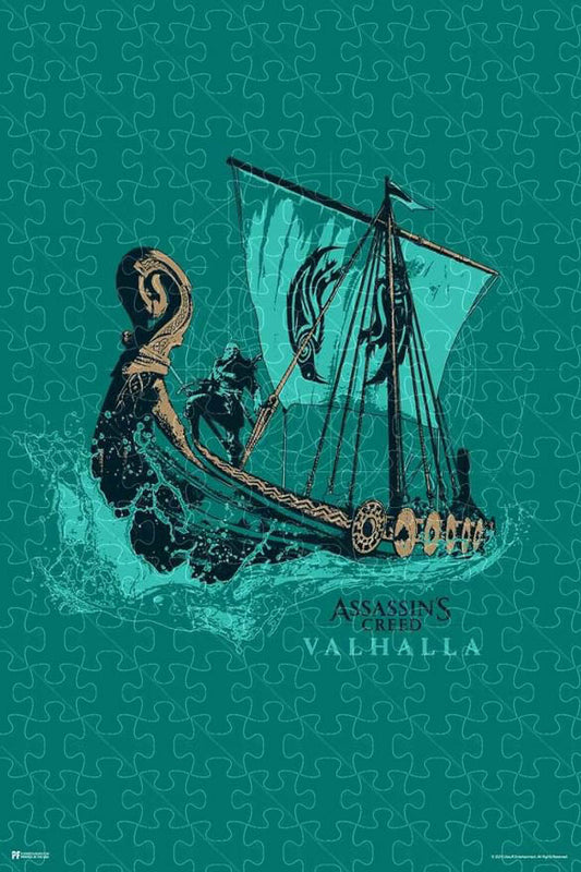a jigsaw puzzle made with Assassin Creed Valhalla Viking Ship Game Poster