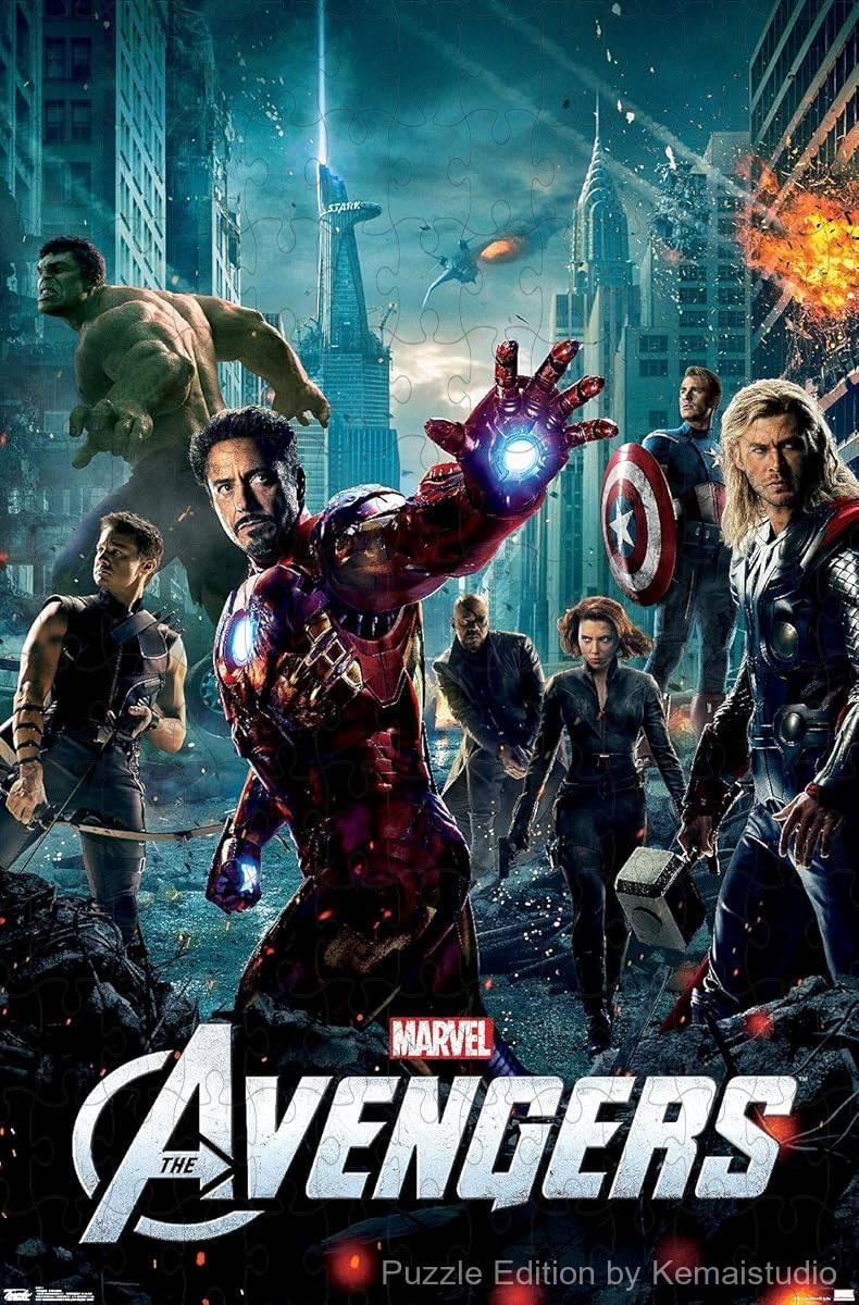 1000-piece wooden jigsaw puzzle featuring Avengers characters.