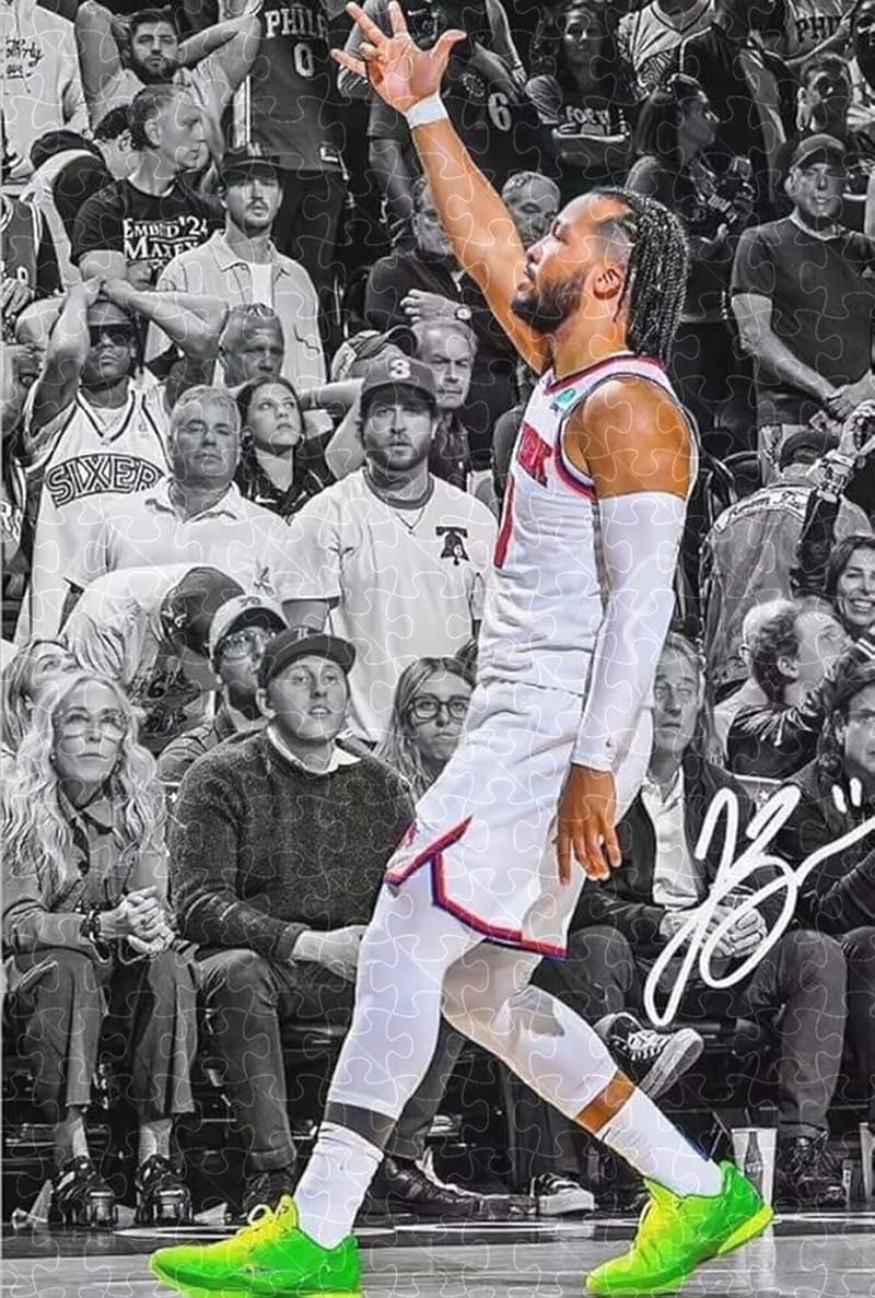 Puzzle made with Basketball Superstar Jalen Brunson Signed Poster