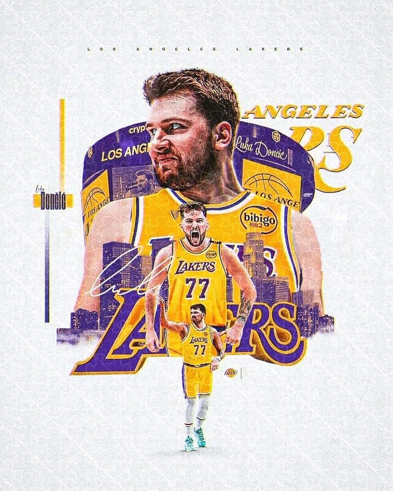 Puzzle made with Basketball Superstar Luka Doncic Signed Poster