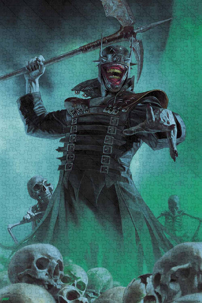 a jigsaw puzzle used for: screenprinted reproduction of BATMAN WHO LAUGHS #3 (April 2019) with artwork by Riccardo Federici.
