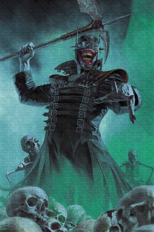 a jigsaw puzzle used for: screenprinted reproduction of BATMAN WHO LAUGHS #3 (April 2019) with artwork by Riccardo Federici.