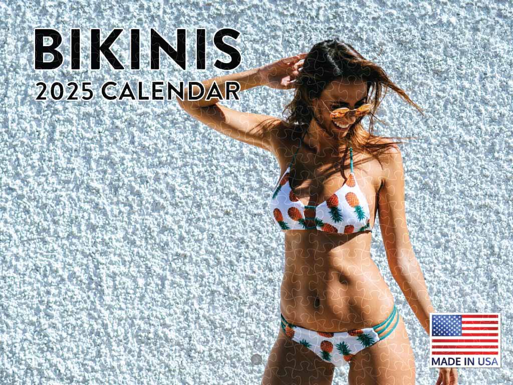 Bikini calendar 2025 poster, wooden puzzle for adults
