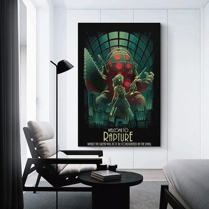 Puzzle made with Bioshock Posters can be hung on the wall as decorative paintings