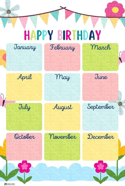Birthday chart for classroom, happy birthday poster, wooden puzzle for adults