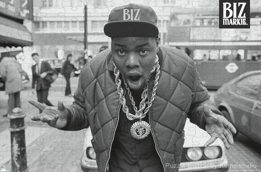 A vibrant puzzle of Biz Markie on a London street, great for hip-hop and urban style collectors
