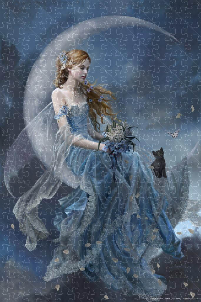 Blue fairy poster, wooden puzzle for adults