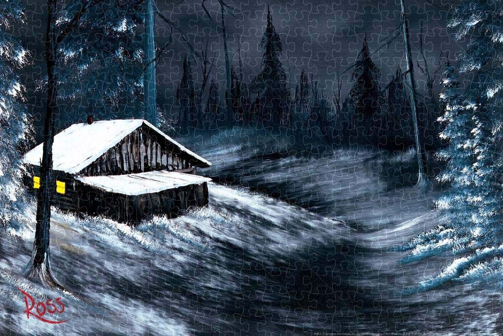 Bob Ross Winter Night Art Poster puzzles