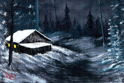 Bob Ross Winter Night Art Poster puzzles