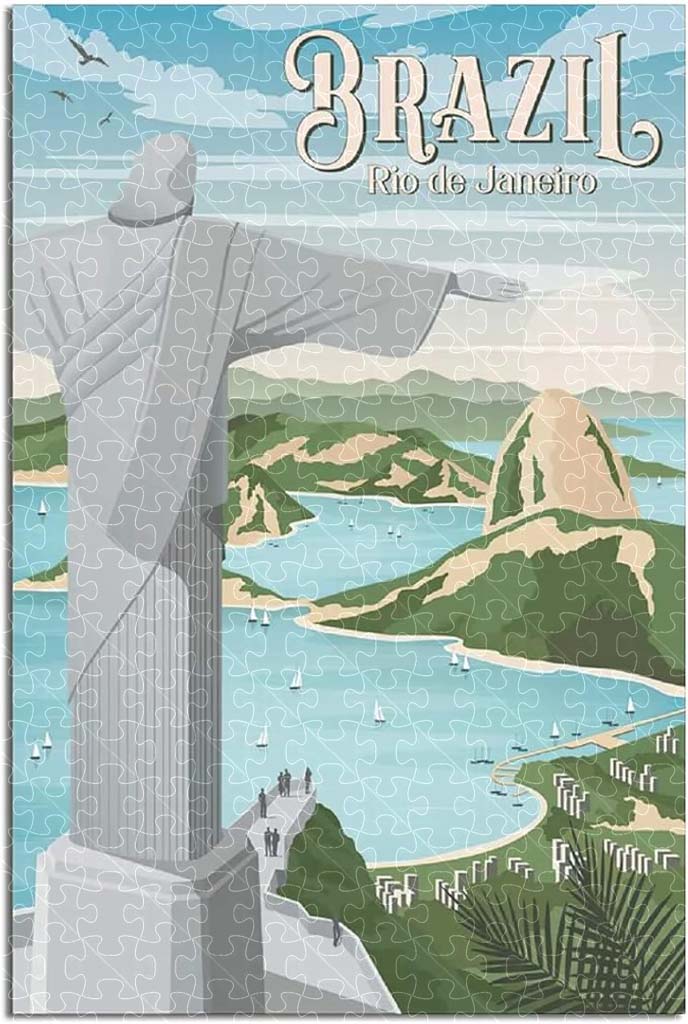 Brazil Rio de Janeiro vintage national park poster jigsaw puzzle for adults, 1000-piece wooden puzzle showcasing Rio’s scenic views.