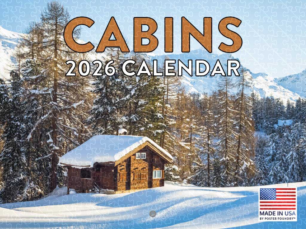 Cabin Calendar 2025 American made USA poster wooden puzzle for adults  