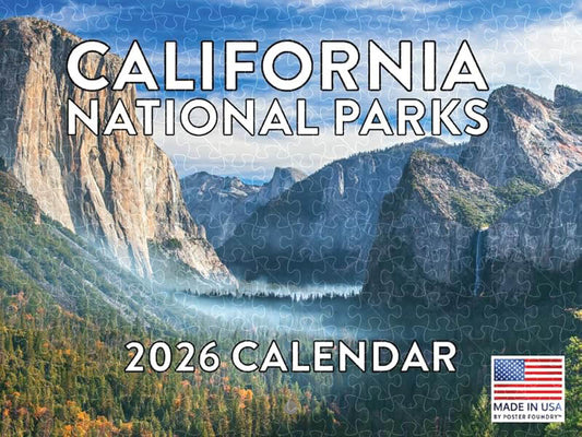 1000-piece wooden puzzle of Banff National Park 2025 calendar poster  