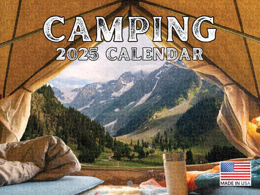 Camping Calendar 2025 outdoors nature USA made poster wooden puzzle 