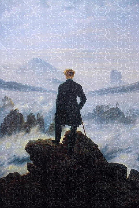 Caspar David Friedrich Wanderer Above The Sea Of Fog painting poster, wooden puzzle for adults
