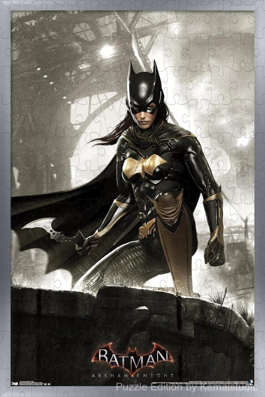 Wooden puzzle featuring Batgirl from Arkham Knight, with detailed artwork showcasing her dynamic pose