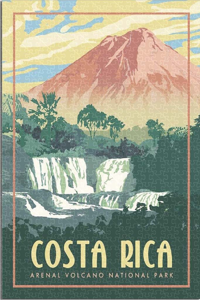Costa Rica Arenal Volcano Vintage Travel Poster Puzzles  