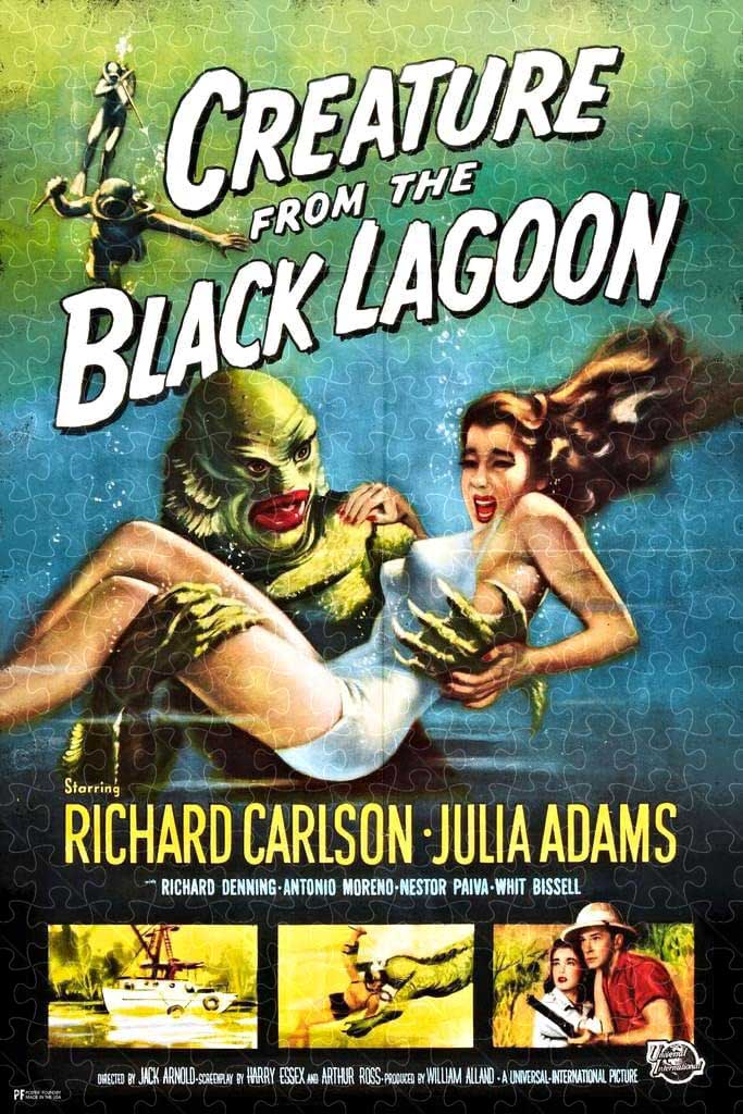 Creature From The Black Lagoon horror movie poster puzzle, wooden puzzles for adults  