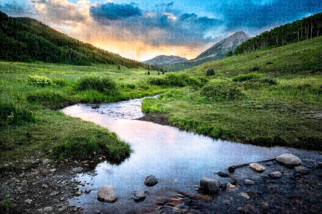 Crested Butte Colorado Rocky Mountains landscape poster, wooden puzzle for adults