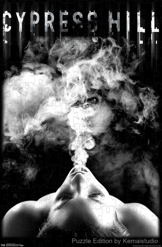 A gritty and atmospheric portrait inspired by Cypress Hill's smoky style