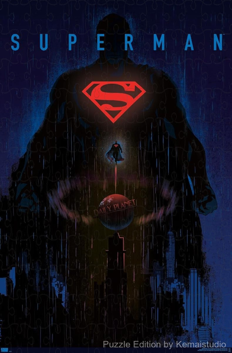 500-piece wooden jigsaw puzzle featuring an artistic representation of Superman.