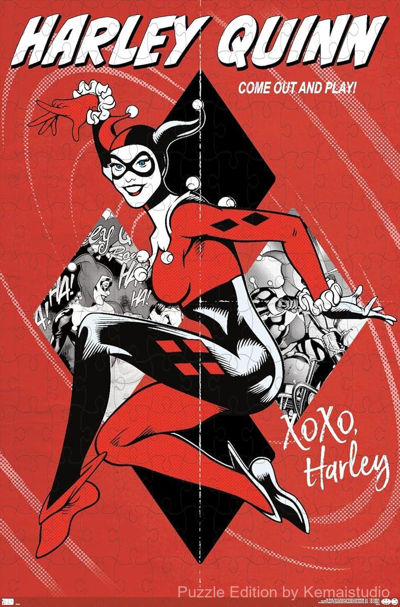 DC Comics' Harley Quinn in her playful pose in this stunning puzzle