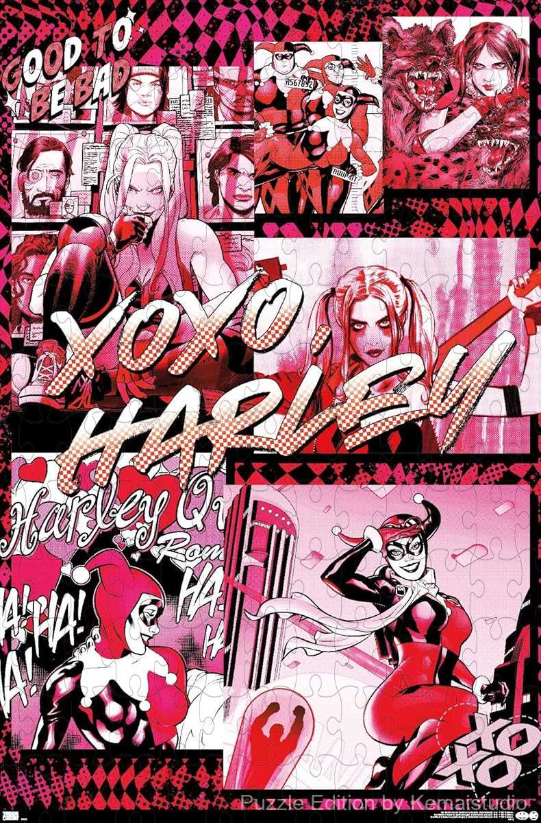 DC Comics' Harley Quinn in her iconic Good To Be Bad pose, vibrant art