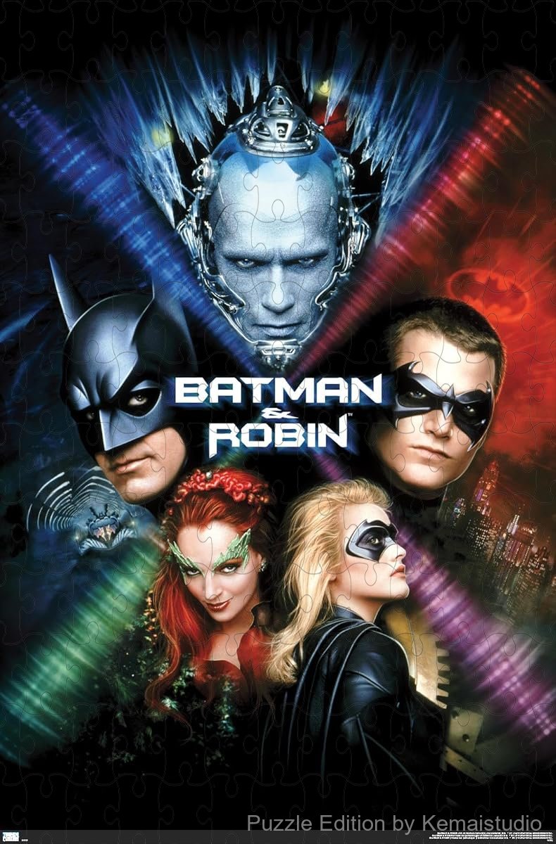 1000-piece wooden jigsaw puzzle featuring Batman & Robin from the movie.