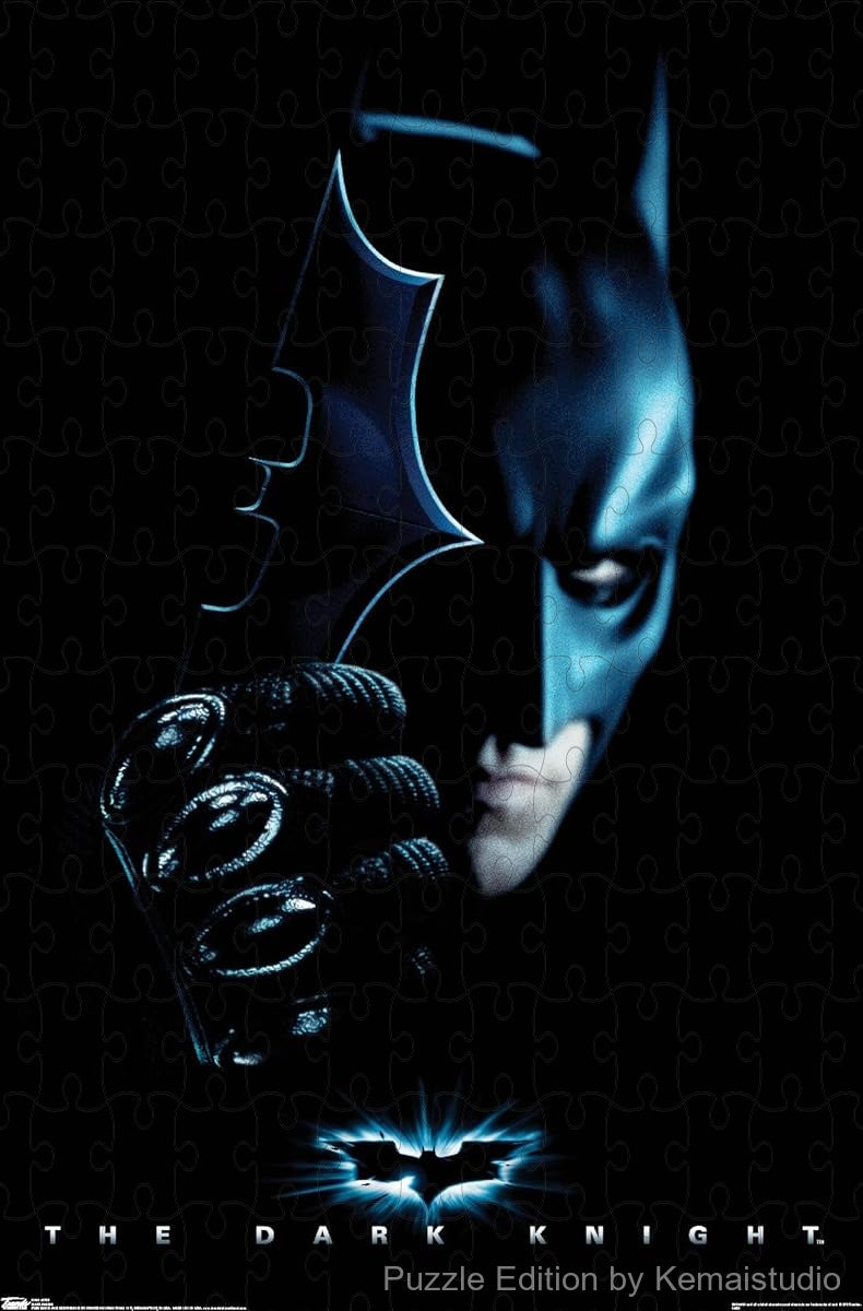 1000-piece wooden jigsaw puzzle featuring Batman with a Batarang from The Dark Knight.