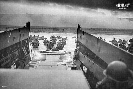 D-Day Normandy Invasion 1944 World War II poster puzzle, wooden puzzles for adults  