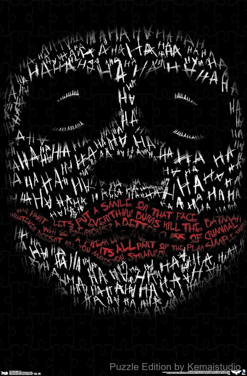 500-piece wooden jigsaw puzzle featuring the iconic face from The Dark Knight.