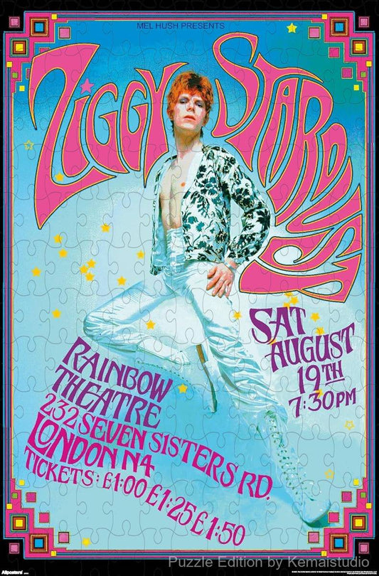 A dazzling puzzle of David Bowie's Ziggy Stardust era at Rainbow Theater, perfect for collectors