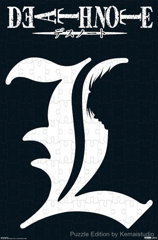 1000-piece wooden jigsaw puzzle featuring the L symbol from Death Note.