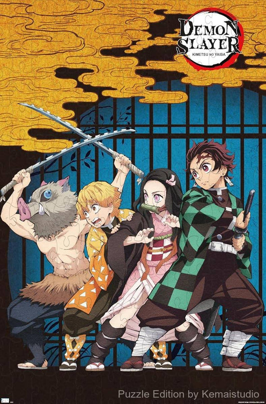 Wooden puzzle featuring the entire Demon Slayer group in an epic artwork, perfect for fans of the series