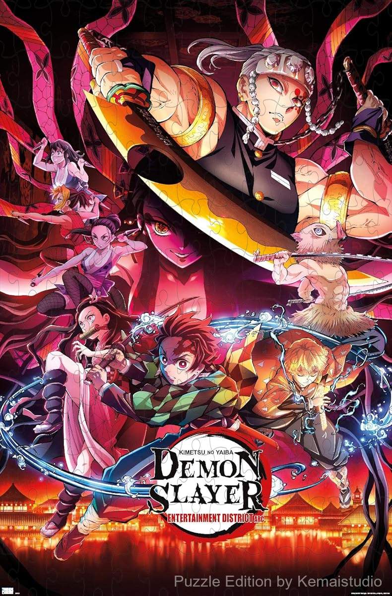 1000-piece wooden jigsaw puzzle featuring the key visual from Demon Slayer.