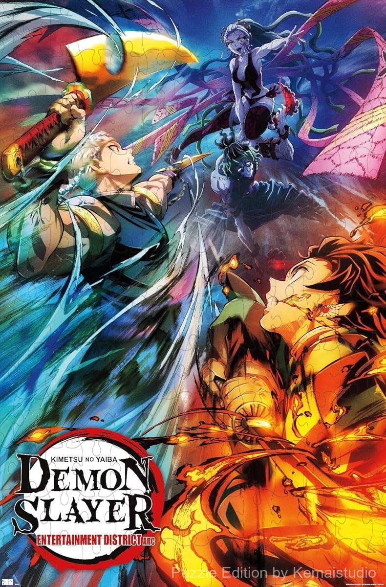 500-piece wooden jigsaw puzzle featuring the key visual from Demon Slayer.