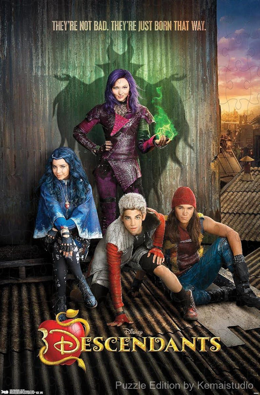 Image of the Descendants characters in bold poses from official Disney key art
