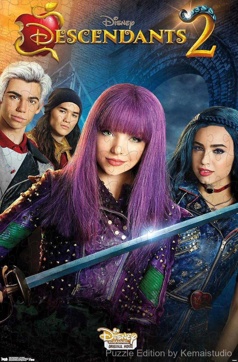 A magical adventure puzzle featuring visuals from Disney Descendants 2, ideal for kids and families