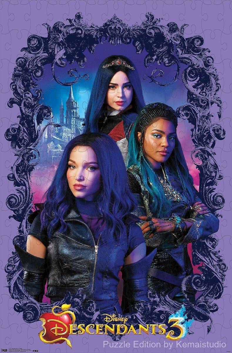 Colorful group image of the main cast from Disney Descendants 3, perfect for fans and family games