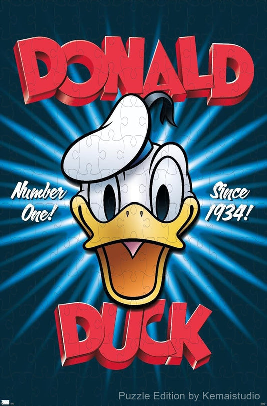 500-piece wooden jigsaw puzzle featuring Donald Duck with the Number One text.