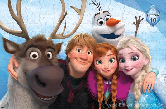 Anna, Elsa, and friends pose together to celebrate 10 years of Frozen