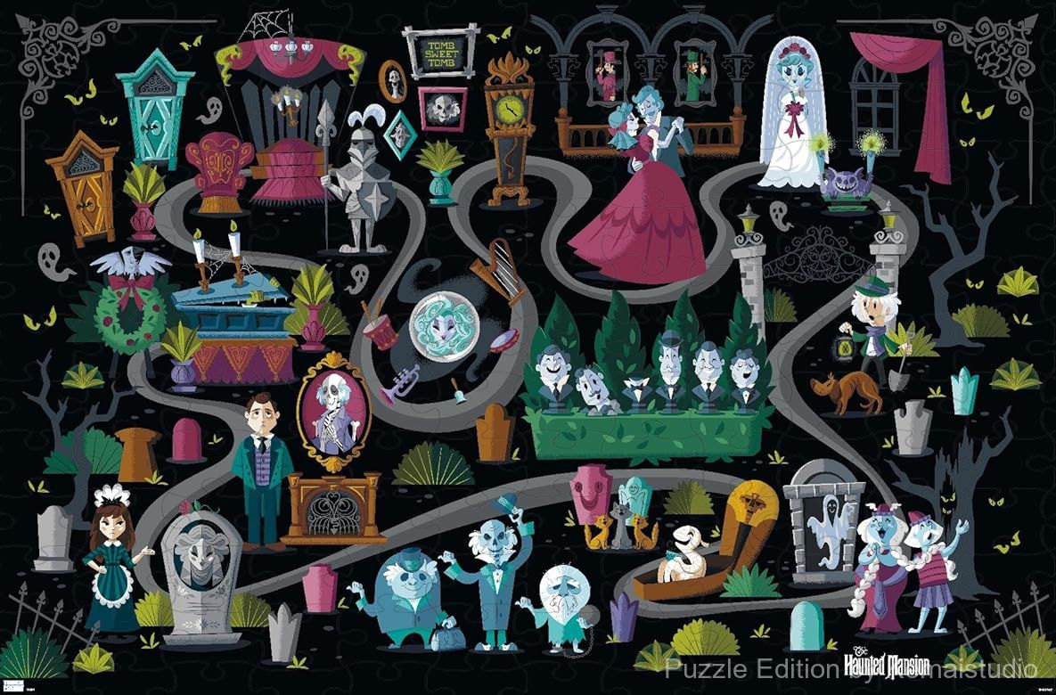A vintage map of Disney's Haunted Mansion, rich in eerie detail