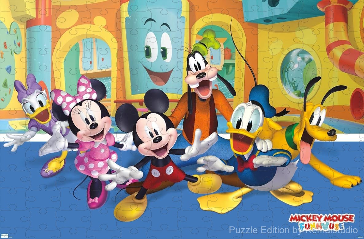 Mickey and friends enjoy playful moments in a cheerful Funhouse world