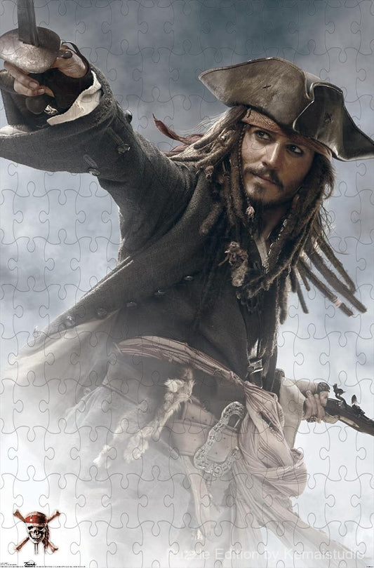 Jack Sparrow navigates a wild sea storm in this Pirates of the Caribbean scene