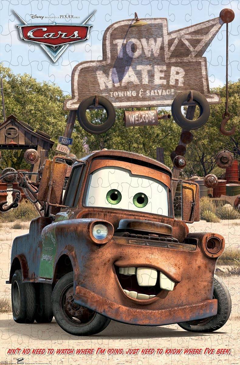 Mater strikes a silly pose with a big grin from the world of Radiator Springs
