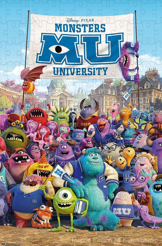 Mike and Sulley navigate university life in a bright, funny scene