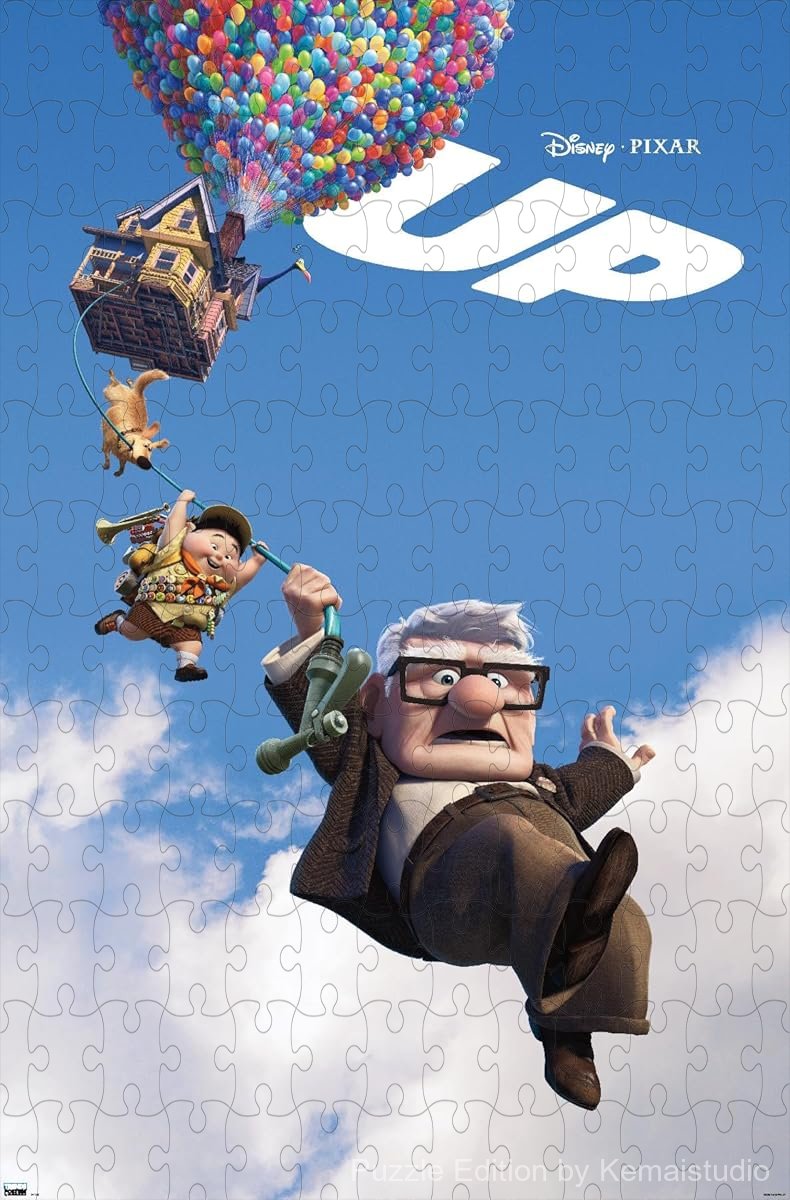 An uplifting scene from Pixar's Up, with balloons and adventure