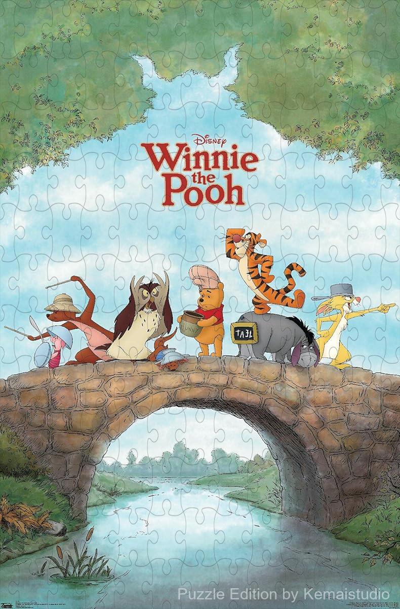Winnie the Pooh and his friends in a timeless scene from the Disney movie