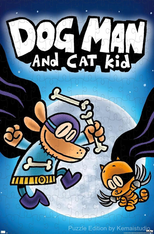 The exciting book cover of Dog Man and Cat Kid in action